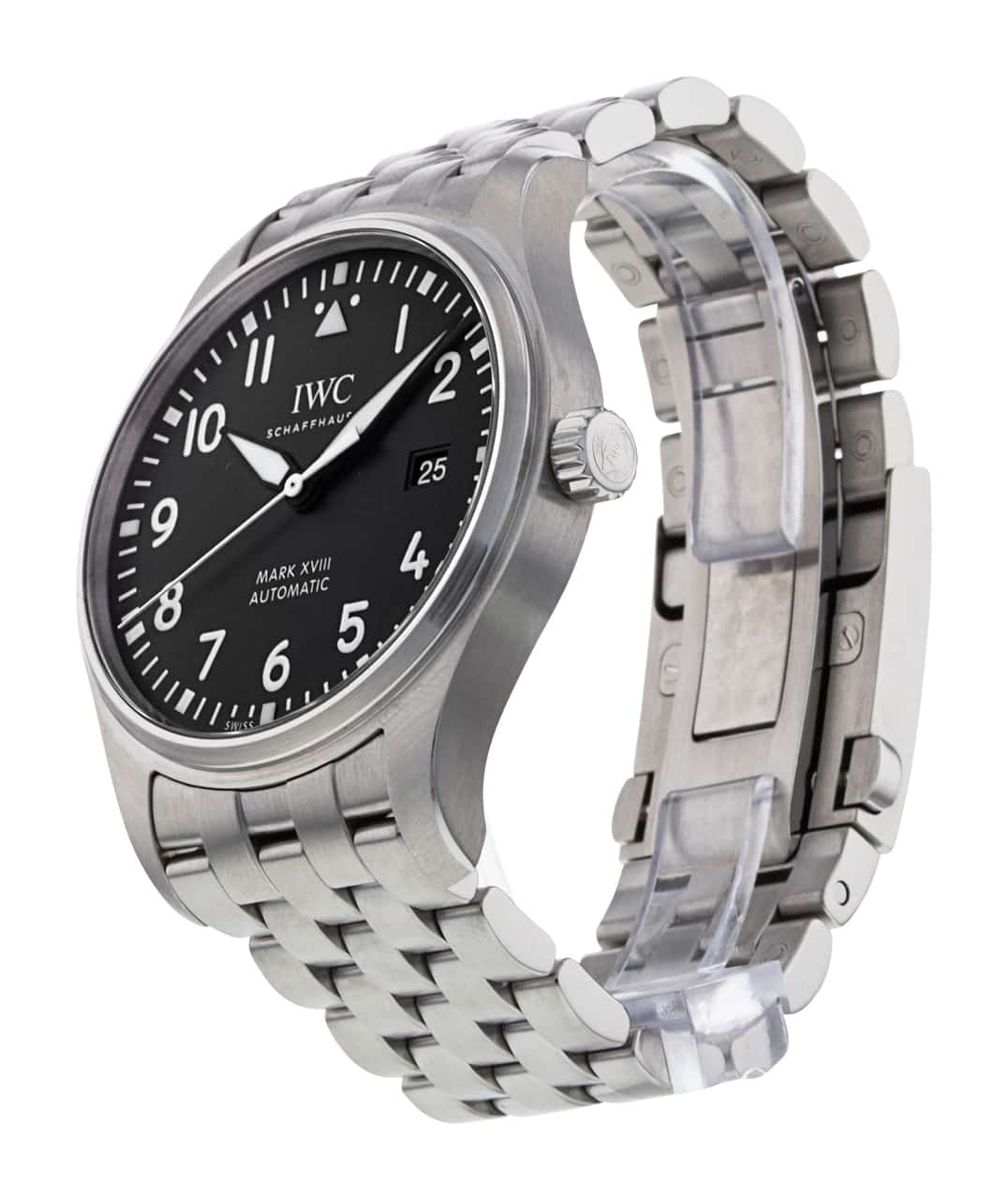 Shop Authentic IWC Pilot’s Watch Mark XVIII Black Dial Silver Steel Strap Watch for Men - IW327015 - Luxxuri