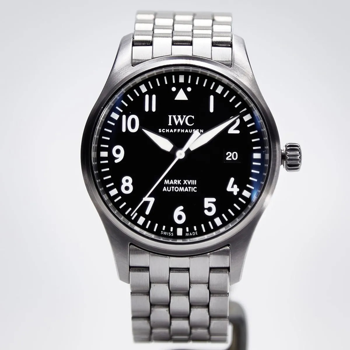 Shop Authentic IWC Pilot’s Watch Mark XVIII Black Dial Silver Steel Strap Watch for Men - IW327015 - Luxxuri