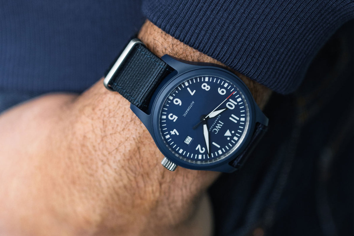 Shop Authentic IWC Pilot’s Watch Automatic "Laureus Sport for Good" Edition Blue Dial Blue Nylon Strap Watch for Men - IW328101 - Luxxuri