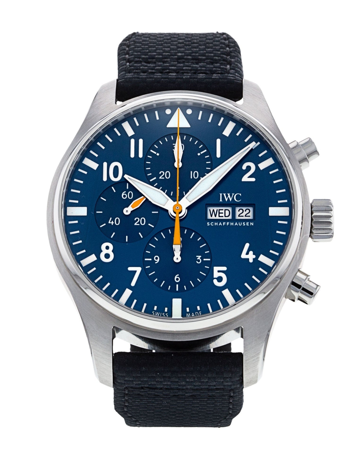 Shop Authentic IWC Pilot's Automatic Chronograph 43mm Blue Dial Blue Calfskin Strap Watch for Men - IW377729 - Luxxuri