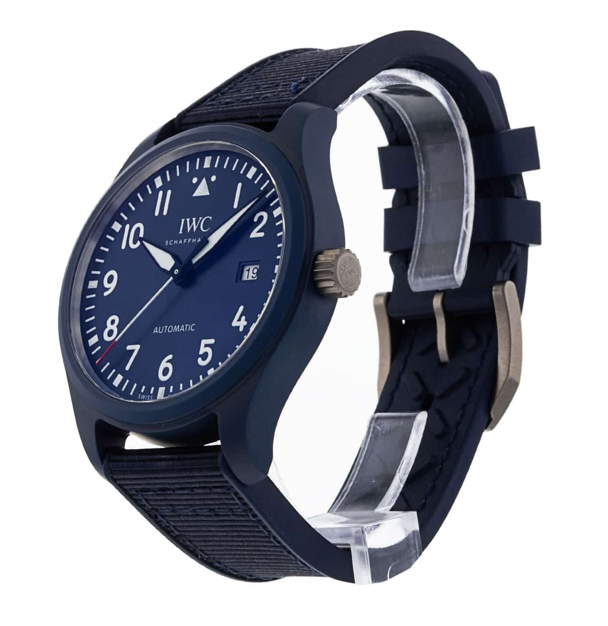 Shop Authentic IWC Pilot’s Watch Automatic "Laureus Sport for Good" Edition Blue Dial Blue Nylon Strap Watch for Men - IW328101 - Luxxuri