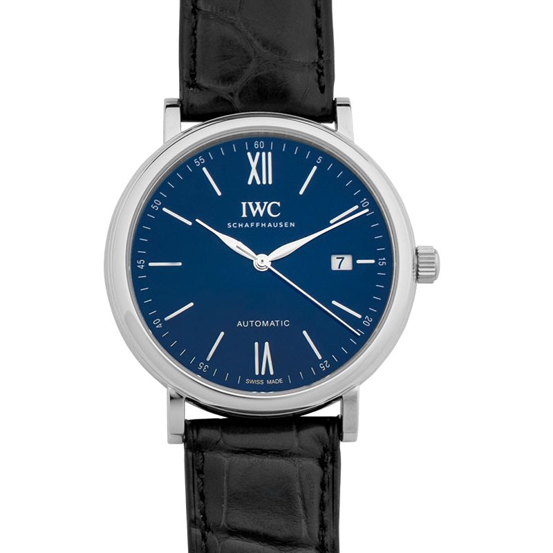 Shop Authentic IWC Portofino '150 Years Edition' Automatic Blue Dial Black Leather Strap Watch for Men - IW356518 - Luxxuri
