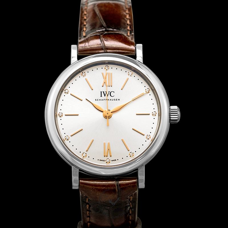 Shop Authentic IWC Portofino Automatic Silver Dial Brown Leather Strap Watch for Women - IW357403 - Luxxuri