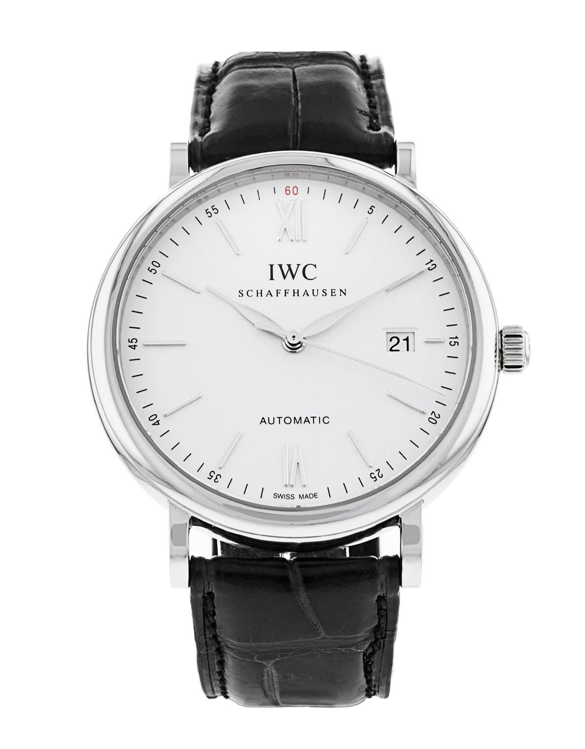Shop Authentic IWC Portofino Automatic White Dial Black Leather Strap Watch for Men - IW356501 - Luxxuri