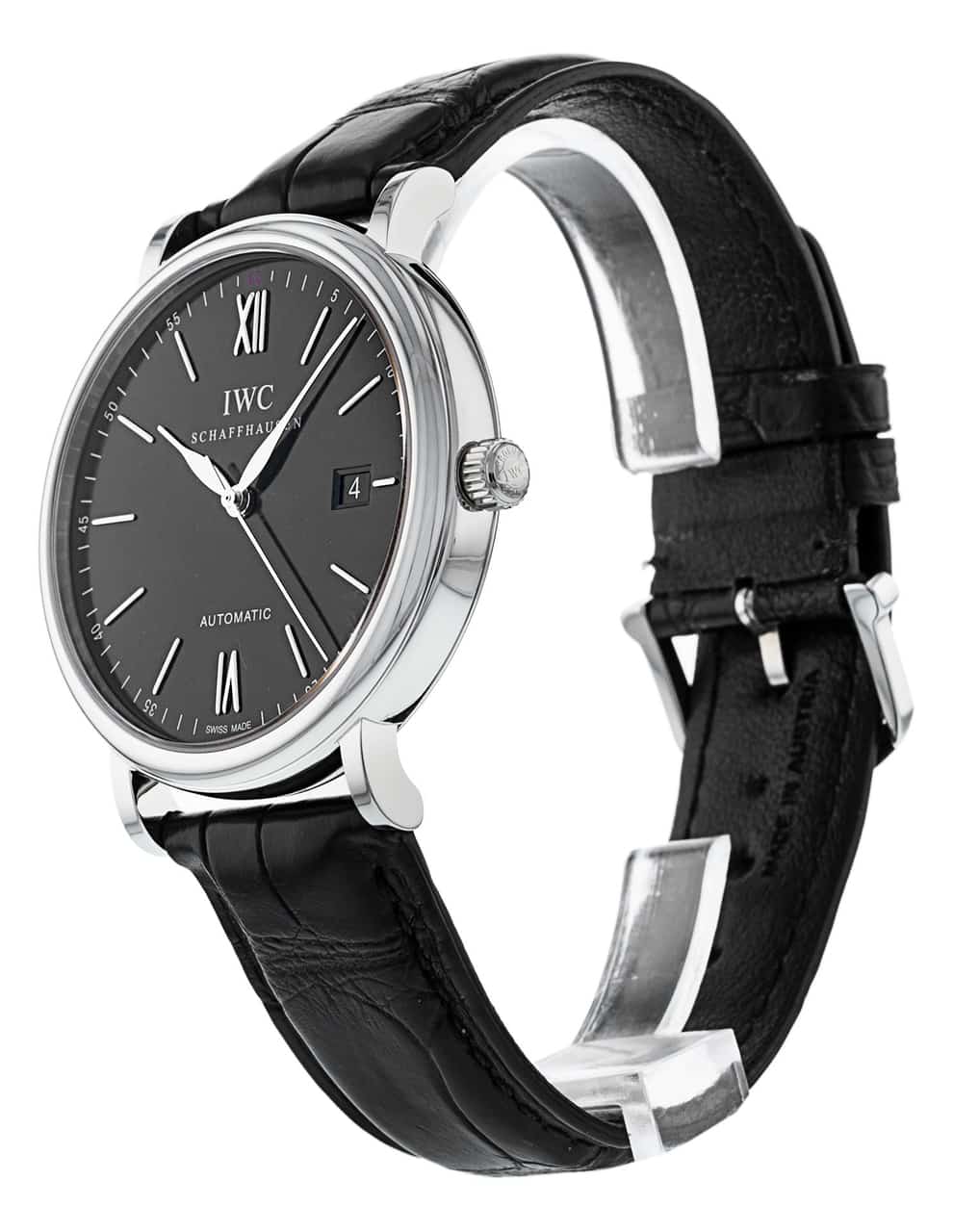Shop Authentic IWC Portofino Automatic Black Dial Black Leather Strap Watch for Men - IW356502 - Luxxuri