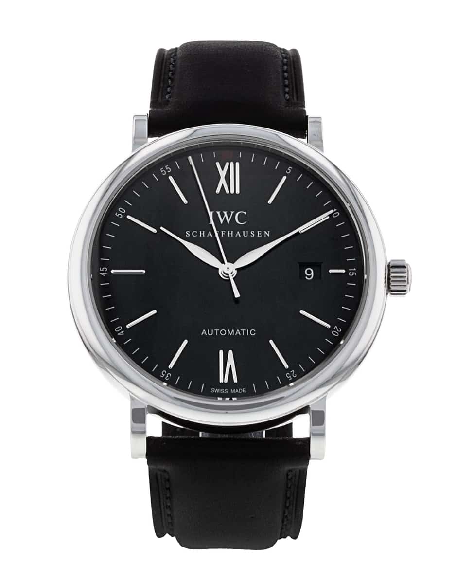 Shop Authentic IWC Portofino Automatic Black Dial Black Leather Strap Watch for Men - IW356502 - Luxxuri