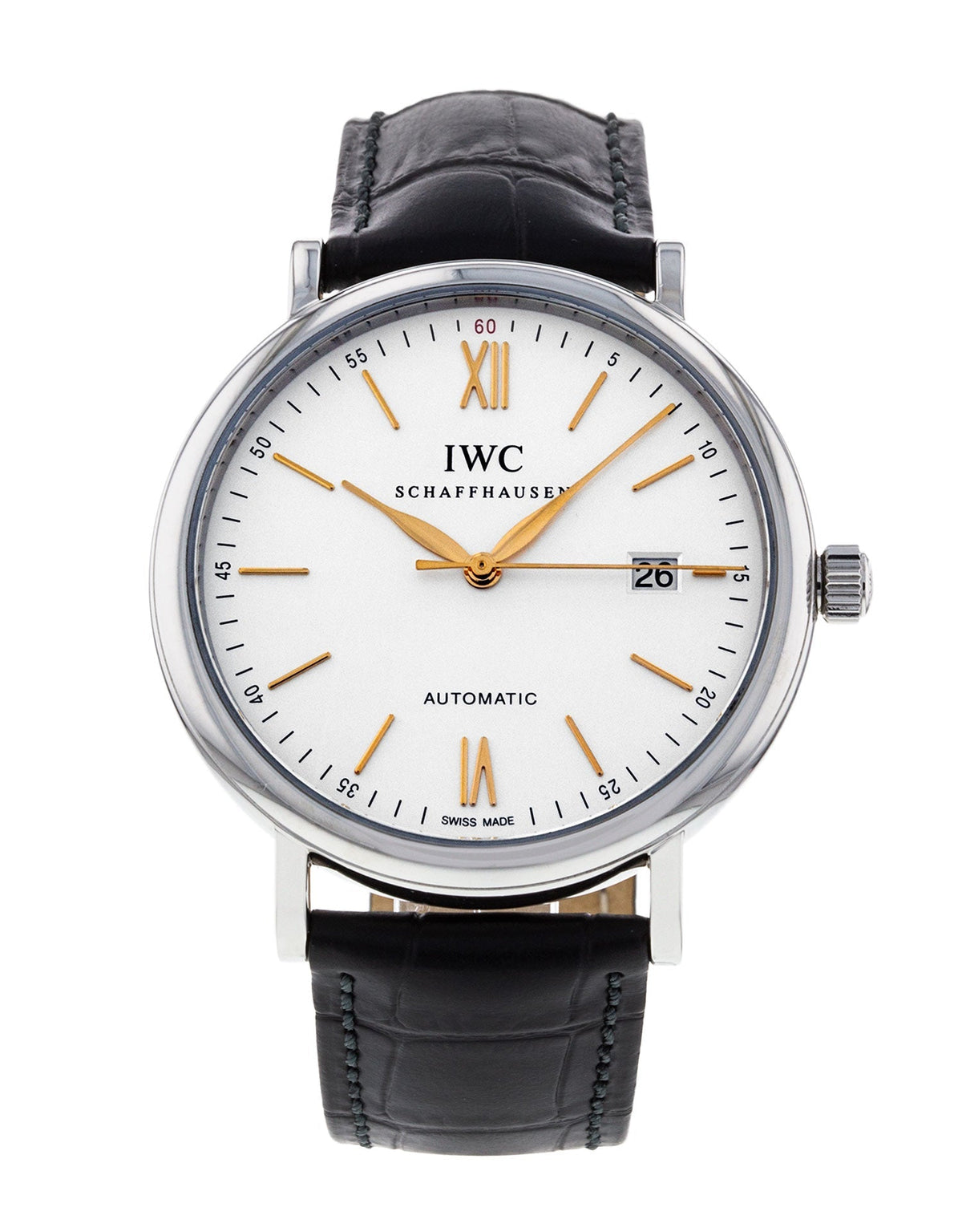 Shop Authentic IWC Portofino Automatic White Dial Black Leather Strap Watch for Men - IW356517 - Luxxuri