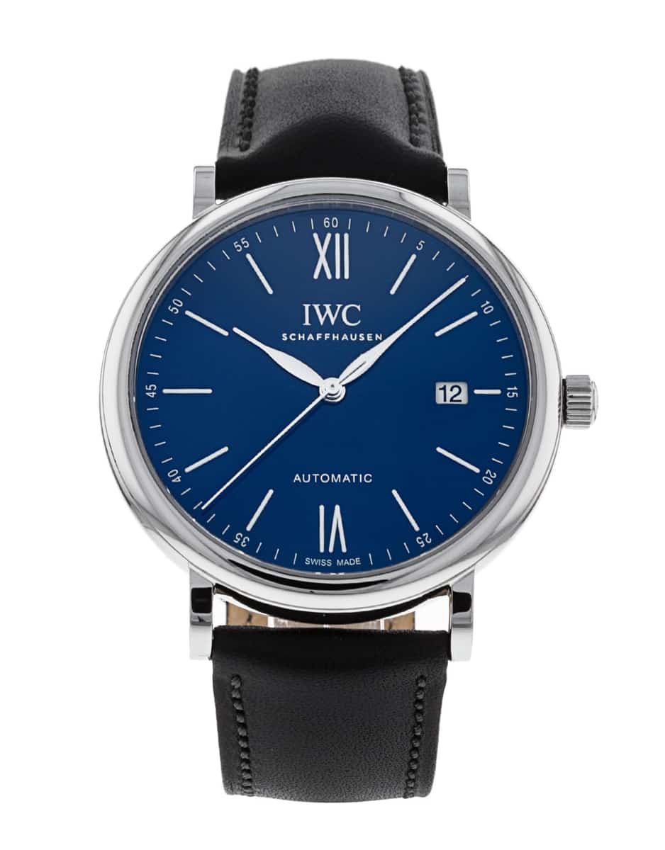 Shop Authentic IWC Portofino '150 Years Edition' Automatic Blue Dial Black Leather Strap Watch for Men - IW356518 - Luxxuri