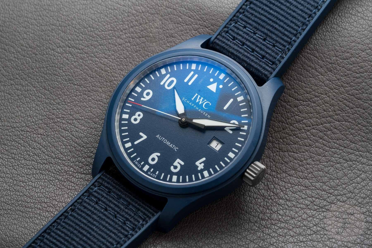 Shop Authentic IWC Pilot’s Watch Automatic "Laureus Sport for Good" Edition Blue Dial Blue Nylon Strap Watch for Men - IW328101 - Luxxuri