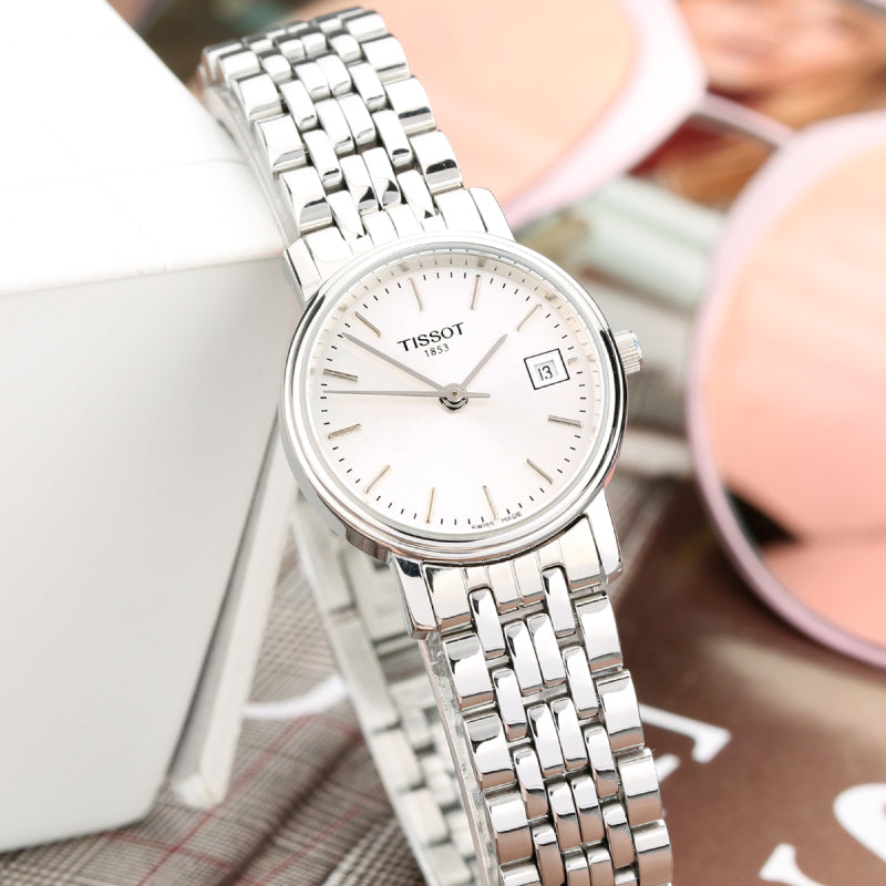 Shop Authentic Tissot T Classic Desire White Dial Silver Steel Strap Watch for Women - T52.1.281.31 - Luxxuri