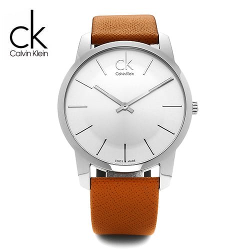 Shop Authentic Calvin Klein City Quartz White Dial Light Brown Leather Strap Watch For Men - K2G21138 - Luxxuri