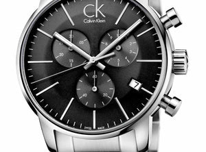Shop Authentic Calvin Klein City Chronograph Black Dial Silver Steel Strap Watch for Men - K2G27143 - Luxxuri