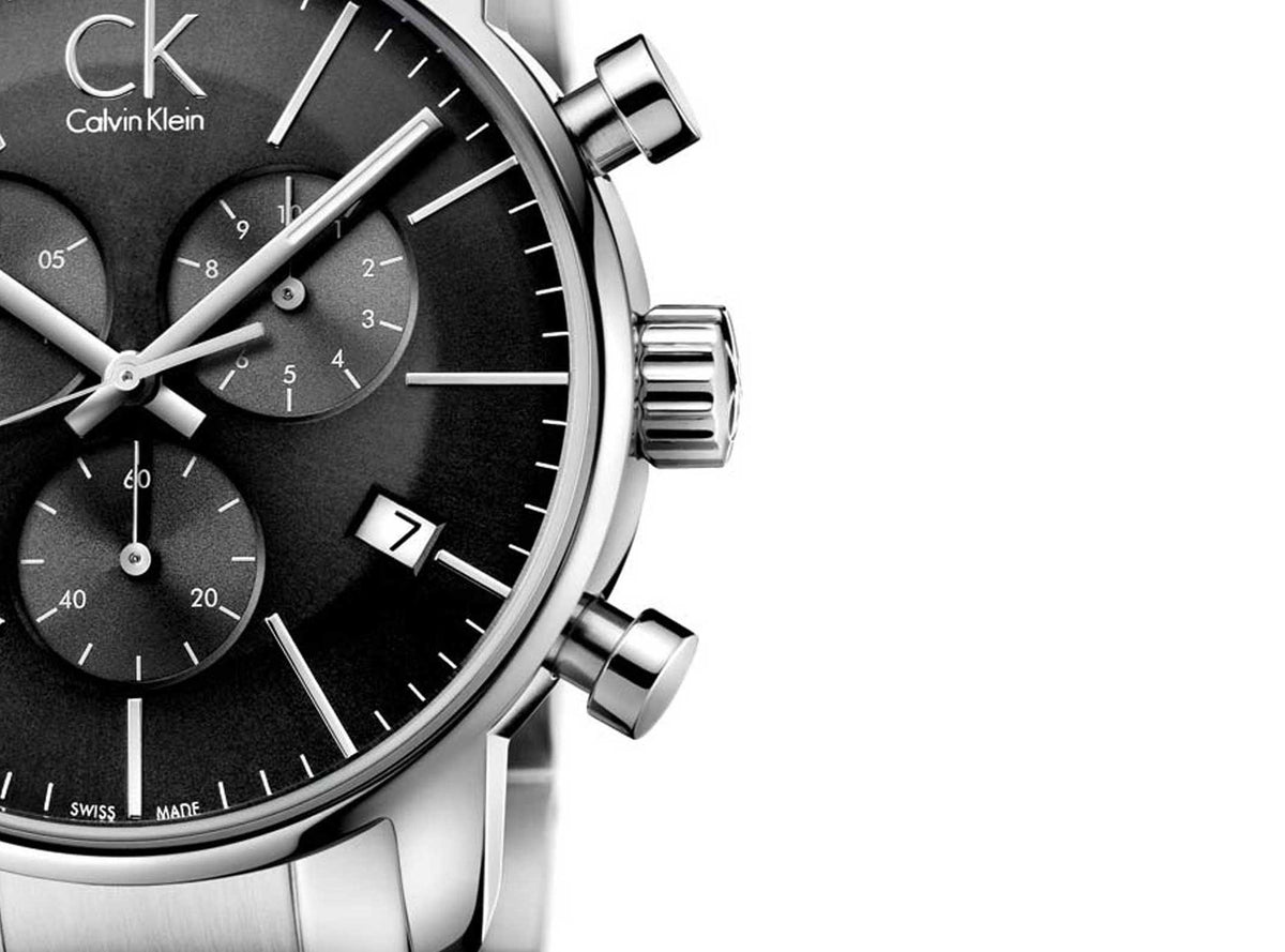 Shop Authentic Calvin Klein City Chronograph Black Dial Silver Steel Strap Watch for Men - K2G27143 - Luxxuri