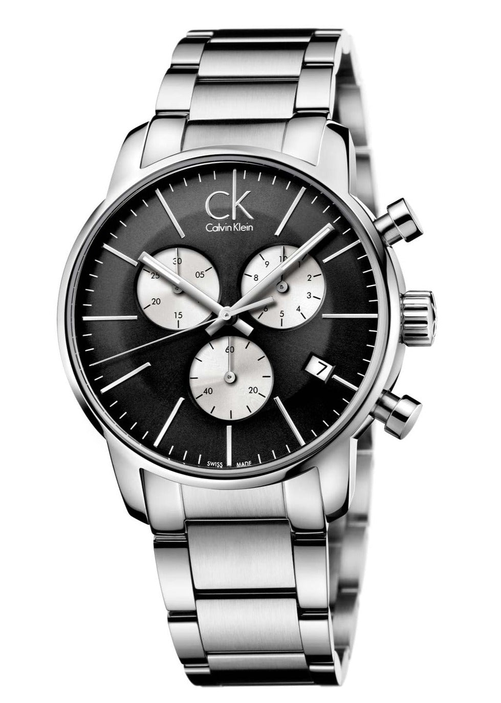 Shop Authentic Calvin Klein City Chronograph Black Dial Silver Steel Strap Watch for Men - K2G2714X - Luxxuri
