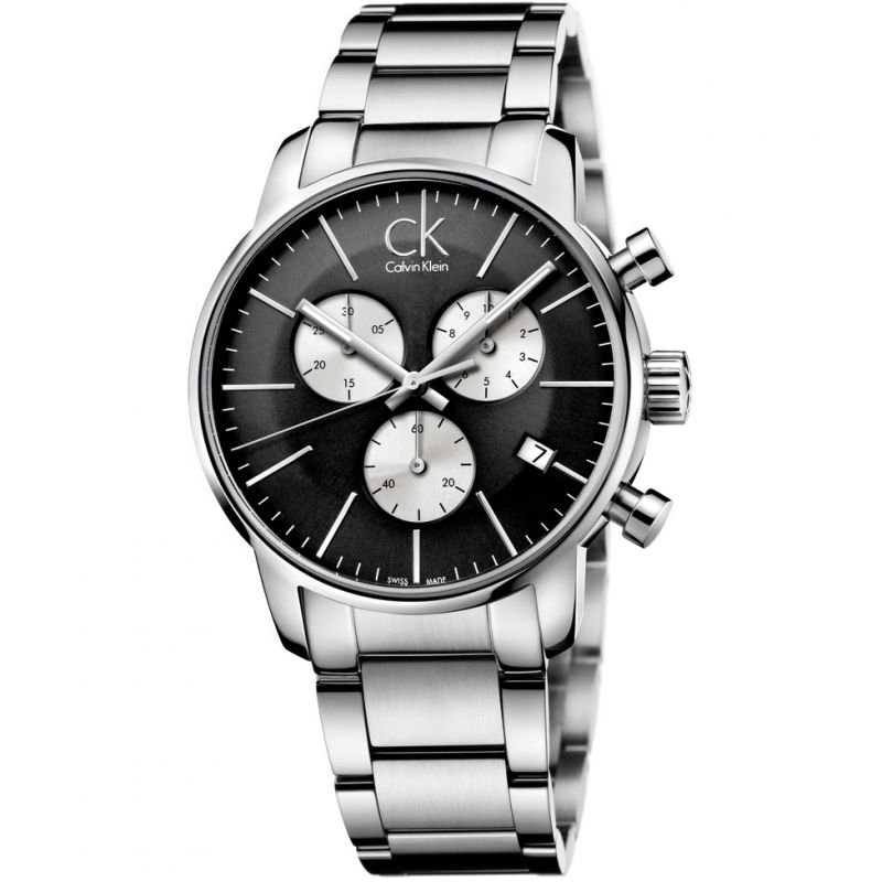 Shop Authentic Calvin Klein City Chronograph Black Dial Silver Steel Strap Watch for Men - K2G2714X - Luxxuri