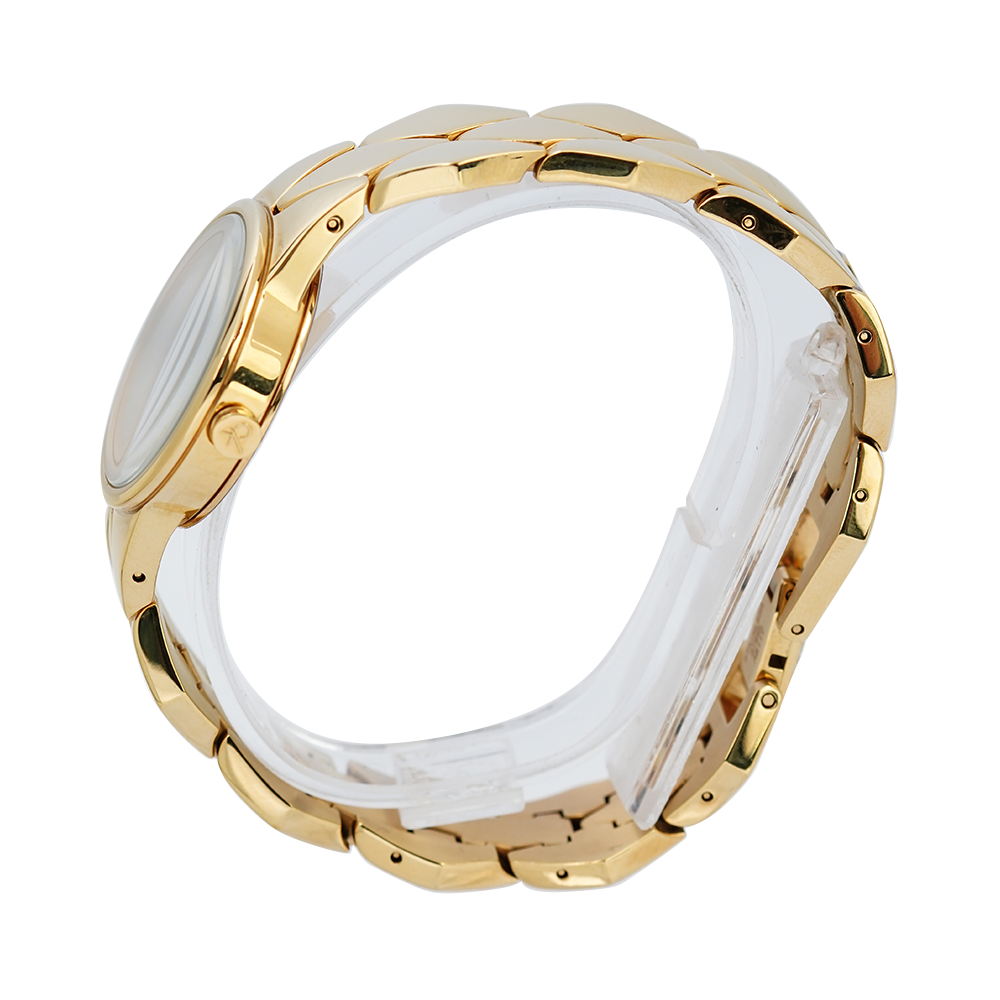 Shop Authentic Calvin Klein Snake Silver Dial Yellow Gold Steel Strap Watch For Women - K6E23546 - Luxxuri