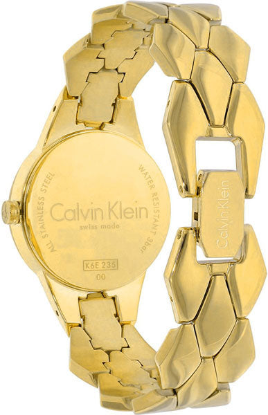 Shop Authentic Calvin Klein Snake Silver Dial Yellow Gold Steel Strap Watch For Women - K6E23546 - Luxxuri