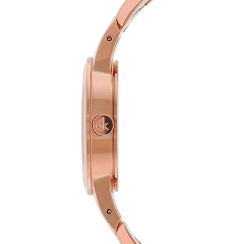 Shop Authentic Calvin Klein Snake Silver Dial Rose Gold Steel Strap Watch For Women - K6E23646 - Luxxuri