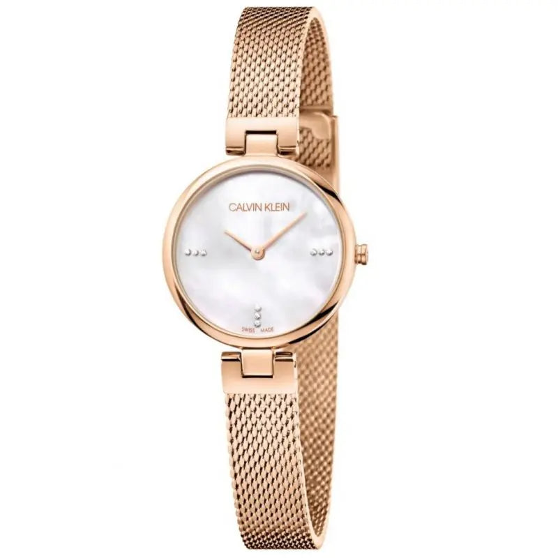 Shop Authentic Calvin Klein Authentic Mother of Pearl Dial Rose Gold Mesh Bracelet Watch for Women - K8G2362G - Luxxuri