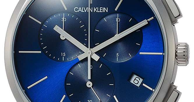 Shop Authentic Calvin Klein Chronograph Blue Dial Black Leather Strap Watch for Men - K8Q371CN - Luxxuri