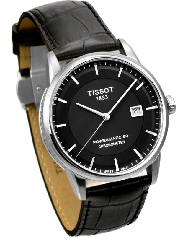 Shop Authentic Tissot T Classic Luxury Powermatic 80 Black Dial Black Leather Strap Watch For Men - T086.408.16.051.00 - Luxxuri