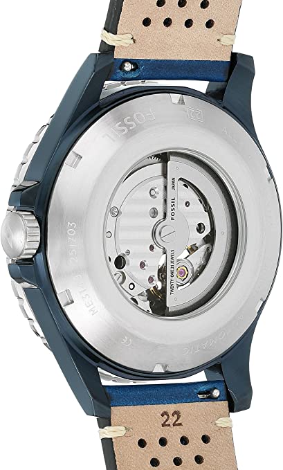 Shop Authentic Fossil Crewmaster Sports Automatic Blue Dial Blue Leather Strap Watch for Men - ME3149 - Luxxuri