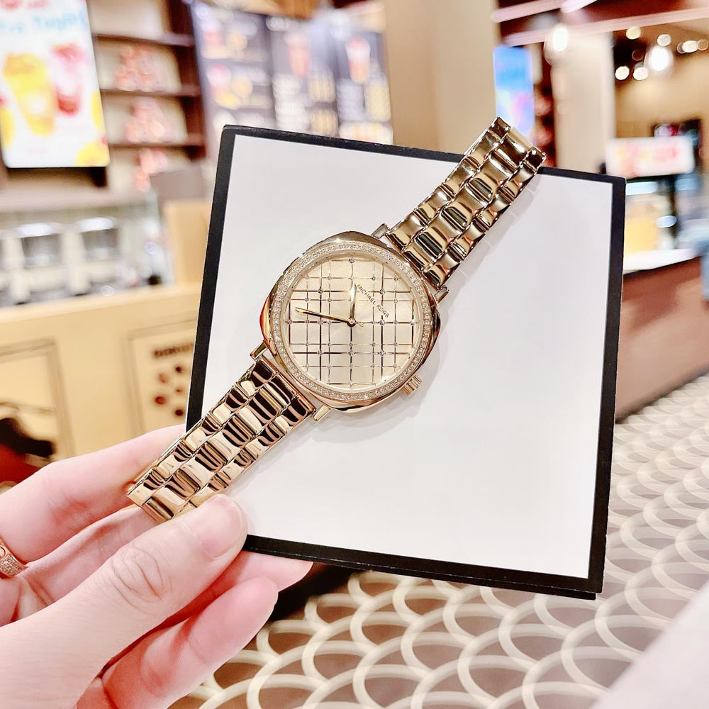 Shop Authentic Michael Kors Nia Quartz Gold Dial Gold Steel Strap Watch For Women - MK3989 - Luxxuri