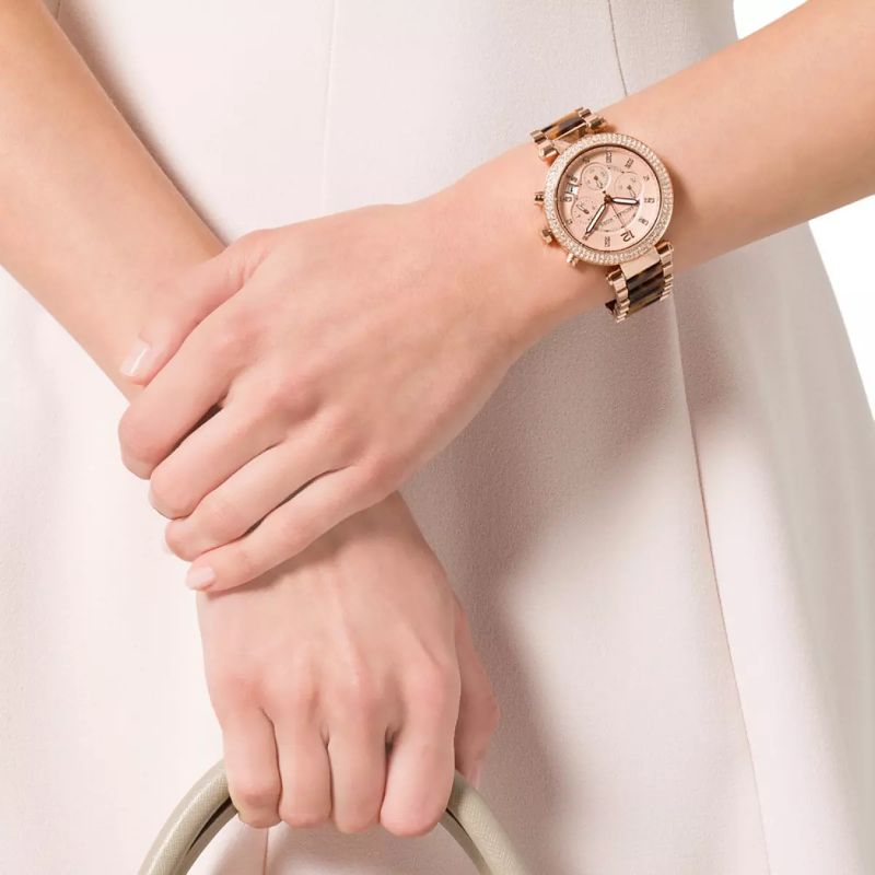 Shop Authentic Michael Kors Parker Rose Gold Dial Two Tone Steel Strap Watch for Women - MK5538 - Luxxuri