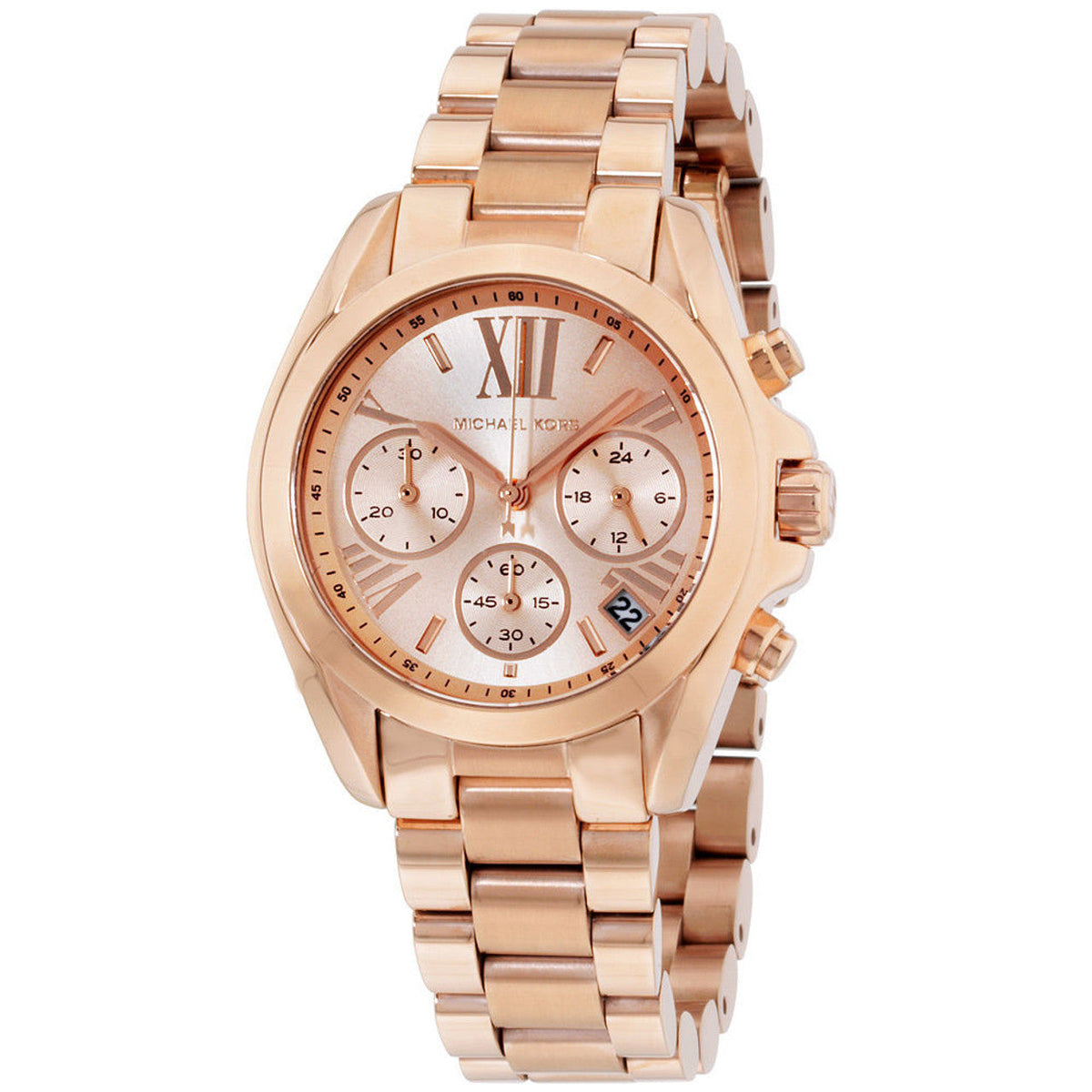 Michael Kors Bradshaw Chronograph Rose Gold Dial Rose Gold Steel Strap Watch for Women - MK5799