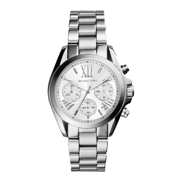 Michael Kors Bradshaw Chronograph Silver Dial Silver Steel Strap Watch for Women - MK6174