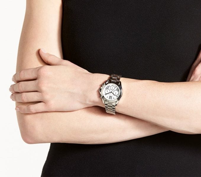 Michael Kors Bradshaw Chronograph Silver Dial Silver Steel Strap Watch for Women - MK6174