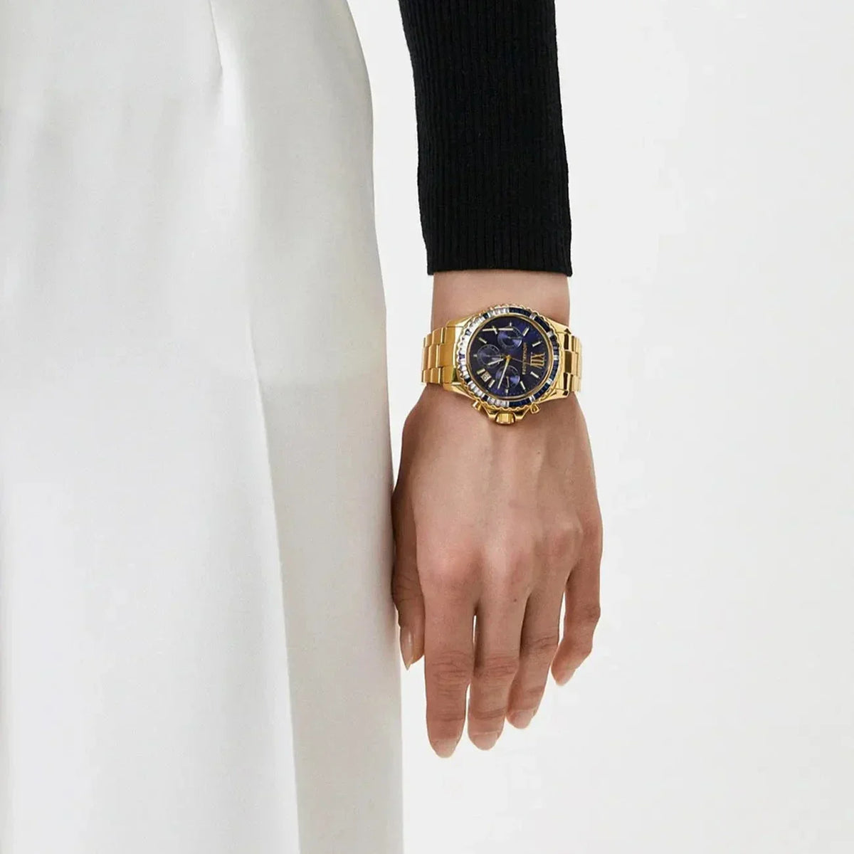 Shop Authentic Michael Kors Everest Chronograph Blue Dial Gold Steel Strap Watch For Women - MK6971 - Luxxuri