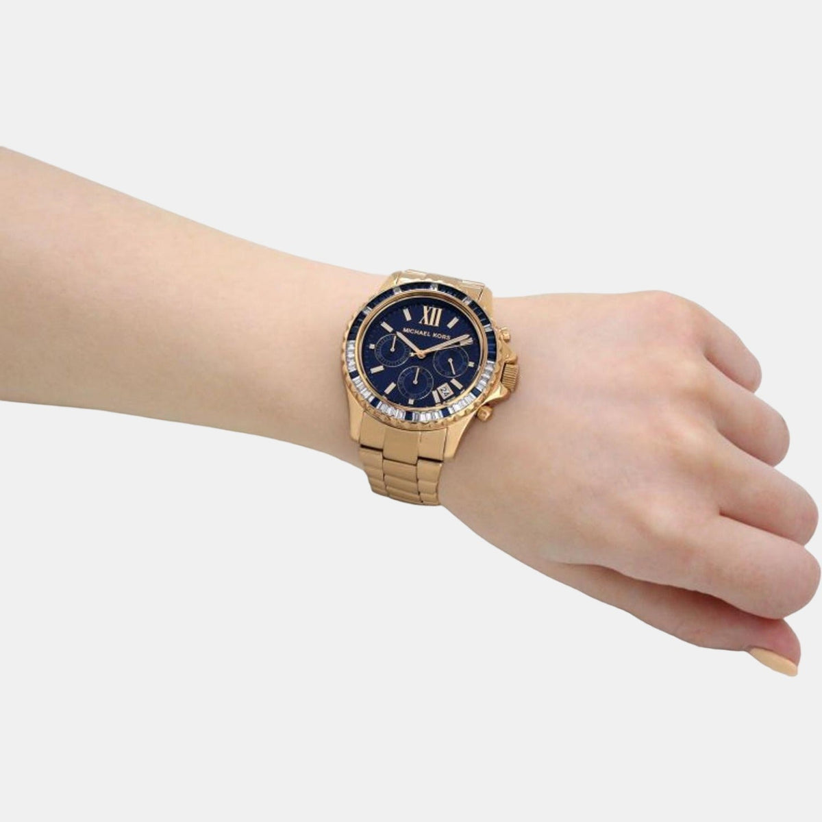 Shop Authentic Michael Kors Everest Chronograph Blue Dial Gold Steel Strap Watch For Women - MK6971 - Luxxuri
