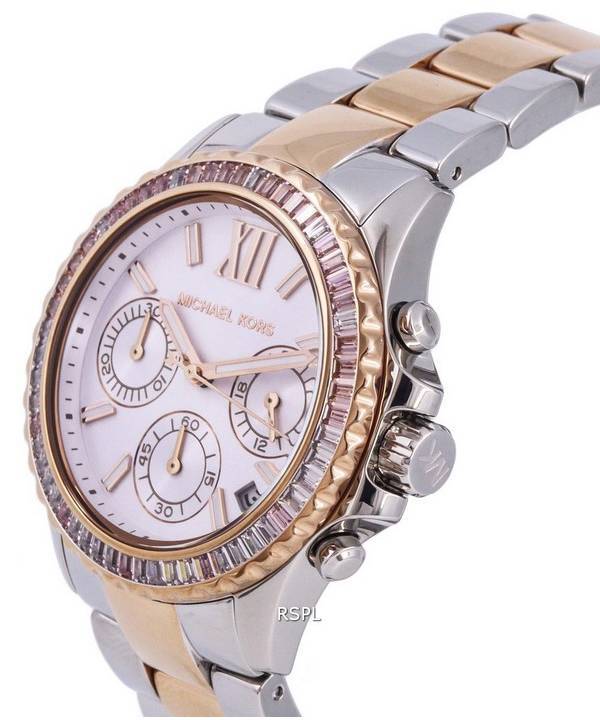 Shop Authentic Michael Kors Everest Chronograph White Dial Two Tone Steel Strap Watch For Women - MK7214 - Luxxuri