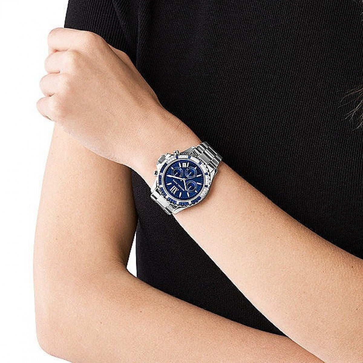 Shop Authentic Michael Kors Everest Chronograph Blue Dial Silver Steel Strap Watch For Women - MK7237 - Luxxuri