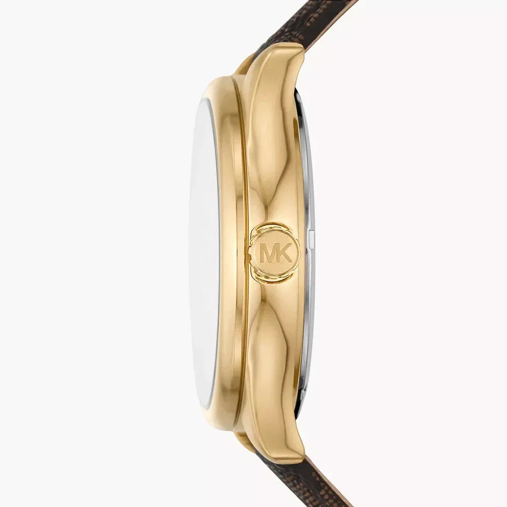 Shop Authentic Michael Kors Benning Three Hand Gold Dial Brown Leather Strap Watch For Men - MK8931 - Luxxuri