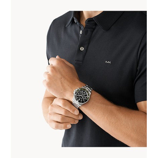 Shop Authentic Michael Kors Everest Chronograph Black Dial Silver Steel Strap Watch For Men - MK8976 - Luxxuri