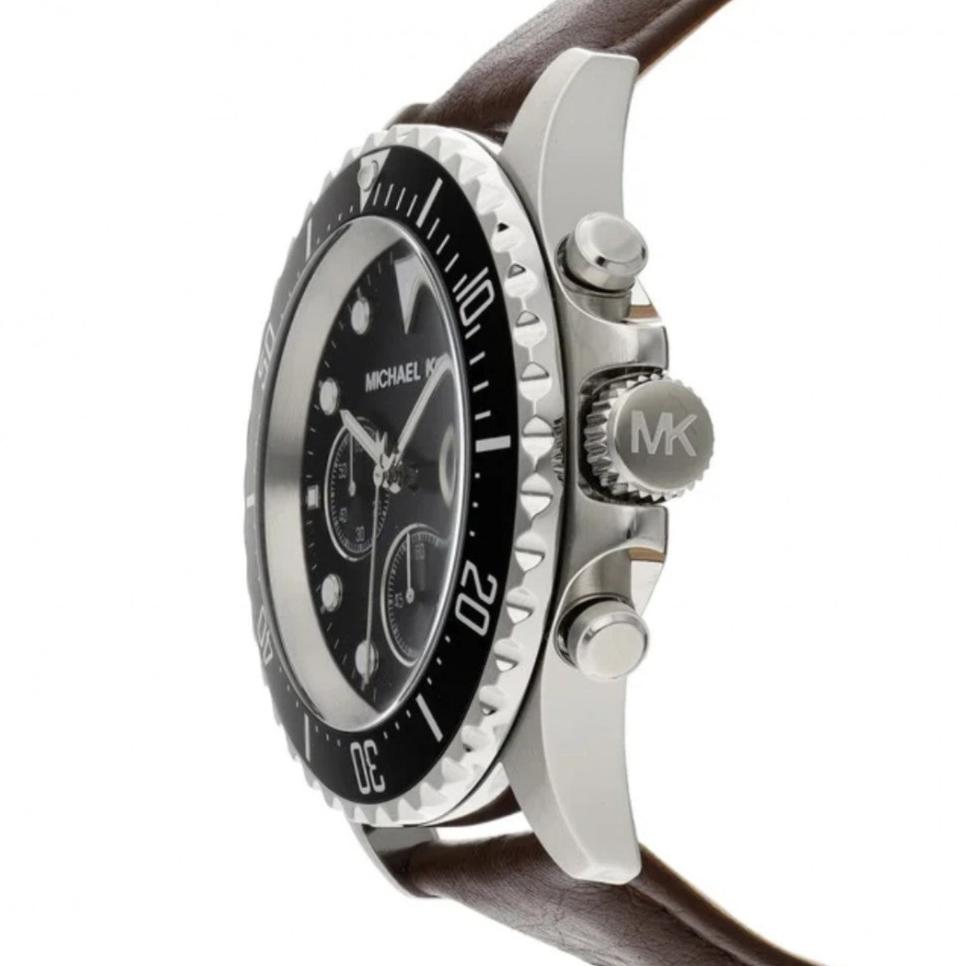 Shop Authentic Michael Kors Everest Chronograph Black Dial Brown Leather Strap Watch For Men - MK9054 - Luxxuri