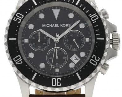 Shop Authentic Michael Kors Everest Chronograph Black Dial Brown Leather Strap Watch For Men - MK9054 - Luxxuri