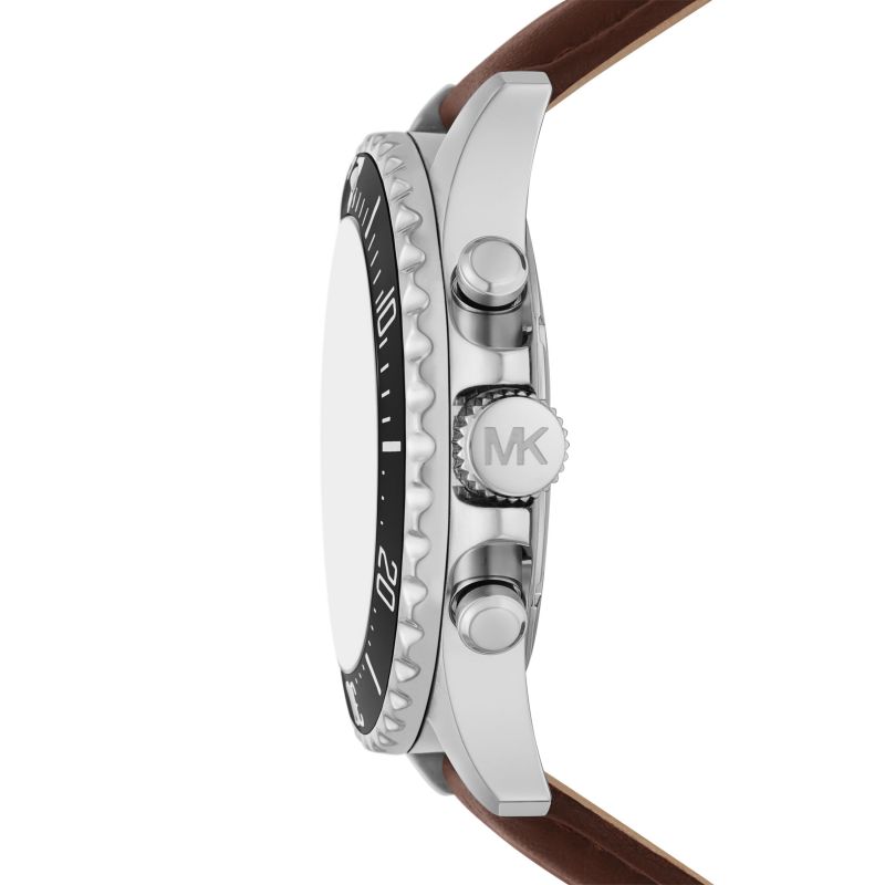 Shop Authentic Michael Kors Everest Chronograph Black Dial Brown Leather Strap Watch For Men - MK9054 - Luxxuri