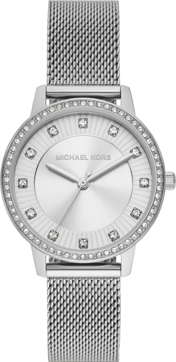 Shop Authentic Michael Kors Quartz Crystals White Dial Silver Mesh Strap Watch for Women - MKO1013 - Luxxuri