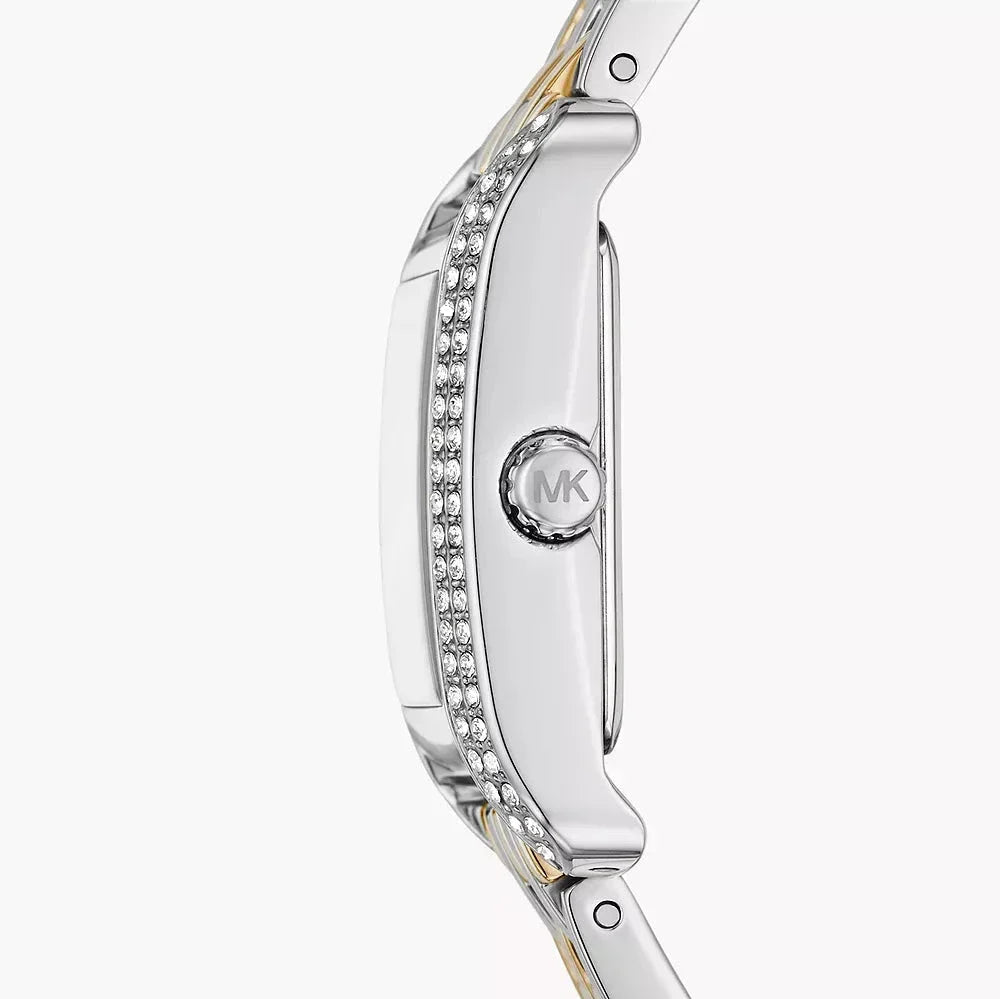 Shop Authentic Michael Kors Three-Hand White Dial Two Tone Steel Strap Watch for Women - MKO1035 - Luxxuri