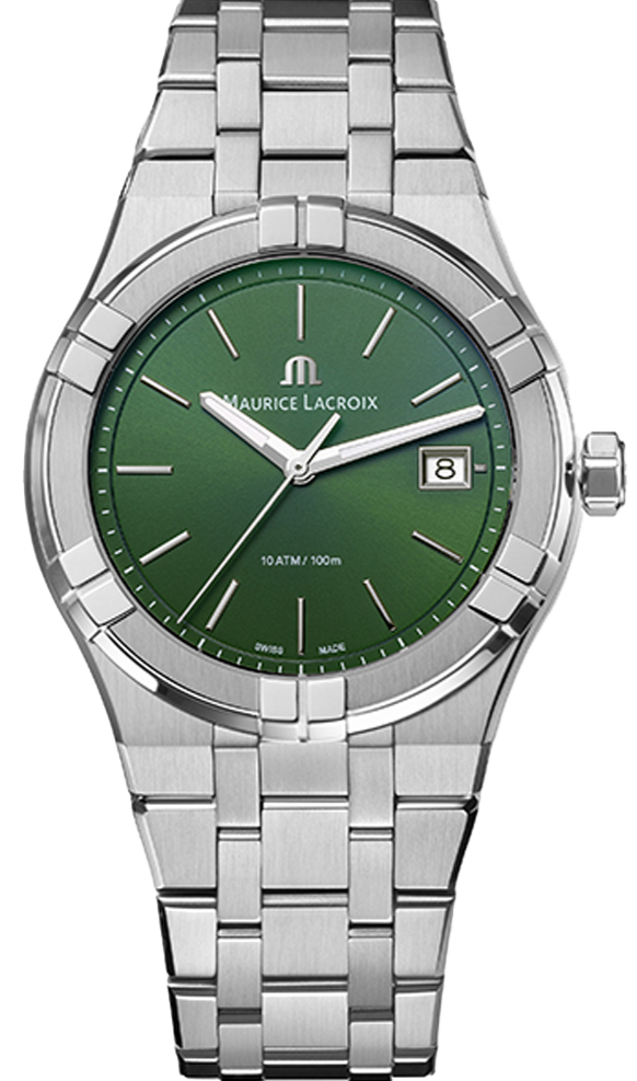 Shop Authentic Maurice Lacroix Aikon Date Quartz Green Dial Silver Steel Strap Watch for Men - AI1108-SS002-630-1 - Luxxuri