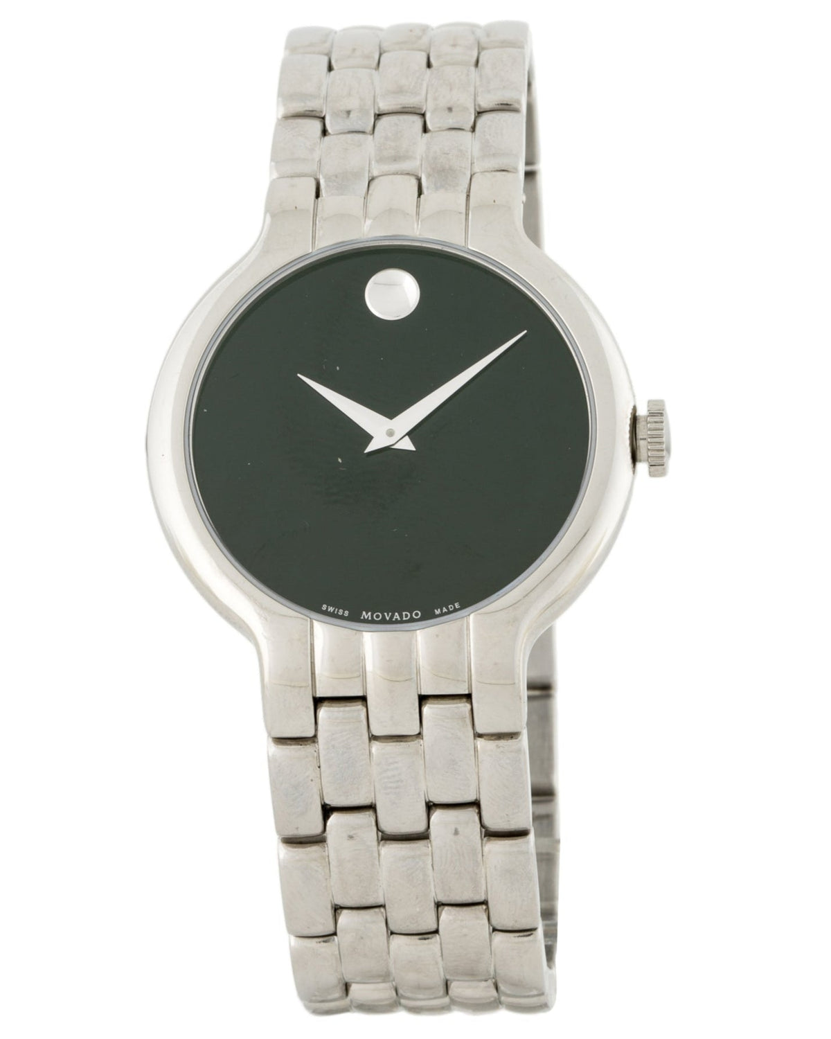 Shop Authentic Movado Classic Quartz Black Dial Silver Steel Strap Watch for Men - 0606337 - Luxxuri