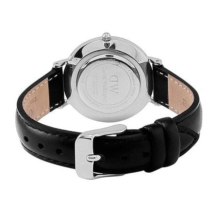 Shop Authentic Daniel Wellington Petite Sheffield Black Dial Black Leather Strap Watch For Women - DW00100180 - Luxxuri