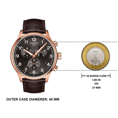 Shop Authentic Tissot Chrono XL Black Dial Brown Leather Strap Watch For Men - T116.617.36.057.01 - Luxxuri