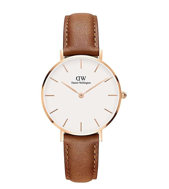 Shop Authentic Daniel Wellington Petite Durham White Dial Brown Leather Strap Watch For Women - DW00100172 - Luxxuri