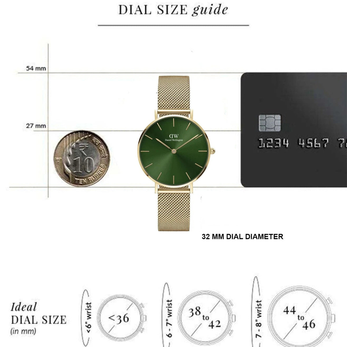 Shop Authentic Daniel Wellington Petite Emerald Green Dial Gold Mesh Strap Watch For Women - DW00100481 - Luxxuri