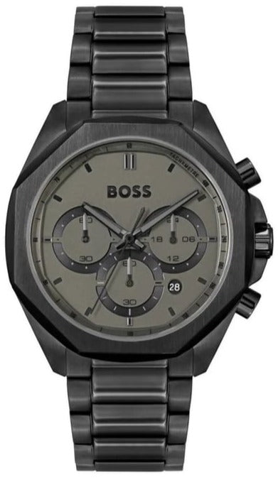 Shop Authentic Hugo Boss Cloud Chronograph Black Dial Black Steel Strap Watch For Men - 1514016 - Luxxuri