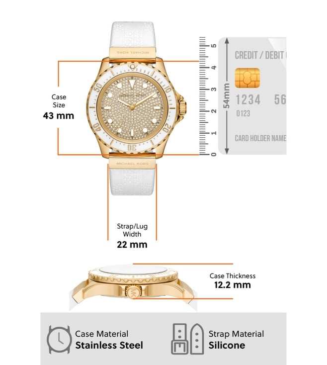 Shop Authentic Michael Kors Everest Analog Gold Dial White Silicone Strap Watch For Women - MK7357 - Luxxuri